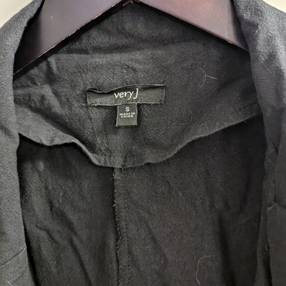 Black Linen Blend 3/4 Sleeve Blazer, S - Picture 2 of 6